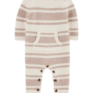 Macacão bebê de tricot com bolso listrado multicor | Carter's