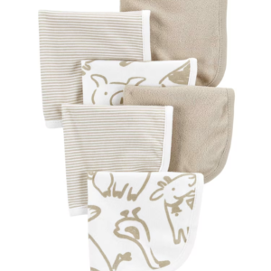 Kit paninho de boca 6 peças listras e animais bege | Carter's