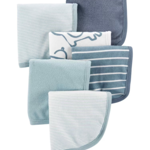 Kit paninho de boca 6 peças listrado e animais azul | Carter's
