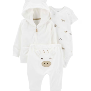 Conjunto longo bebê 3 peças fazendinha branco | Carter's