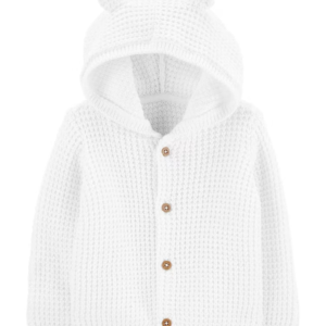 Casaco Bebê Carter's Tricô Orelhinhas Branco