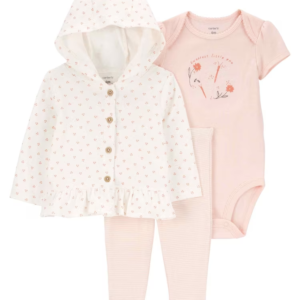 Conjunto longo bebê 3 peças listrada floral multicor | Carter's