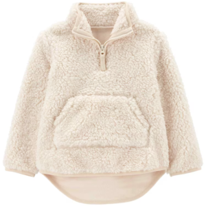 Blusa de sherpa bebê gola alta e bolso bege | Carter's